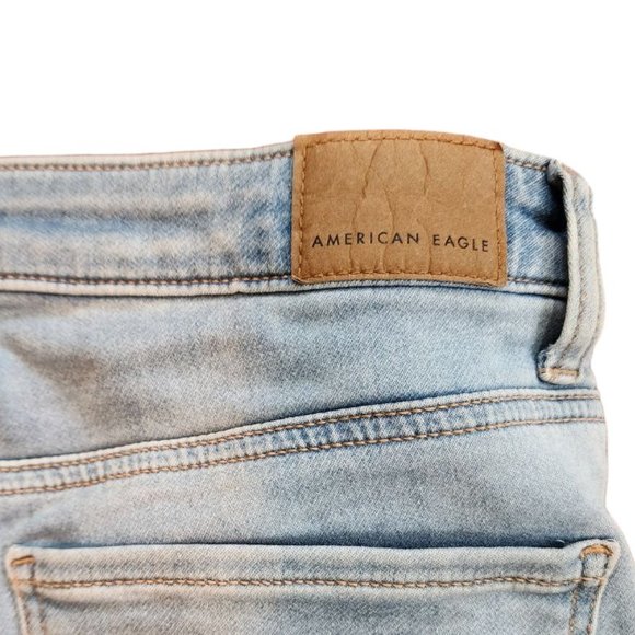 American Eagle Super Hi-Rise Jegging Soft Knit Distressed Light Wash Jeans Sz 4 - Picture 2 of 12